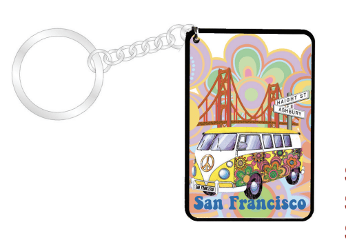 San Francisco Souvenir Plastic Keychain - VW Haight Ashbury